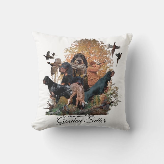 Gordon Setter, hunting season Wood Wall Art Coffee Throw Pillow (Front)