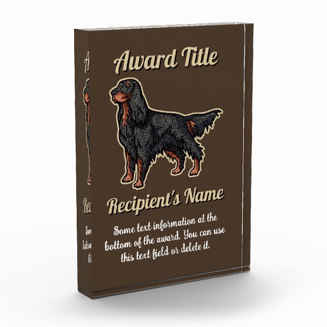 Gordon Setter Illustration Acrylic Award (Left)