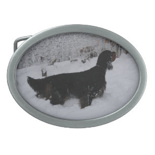 Gordon Setter in a Snowstorm Belt Buckle