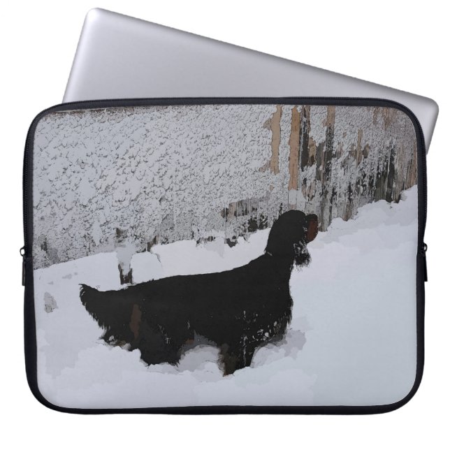 Gordon Setter in a Snowstorm Laptop Computer Sleev Sleeve (Front)