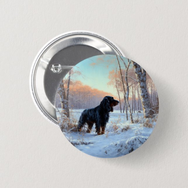 Gordon Setter Let It Snow Christmas Button (Front & Back)