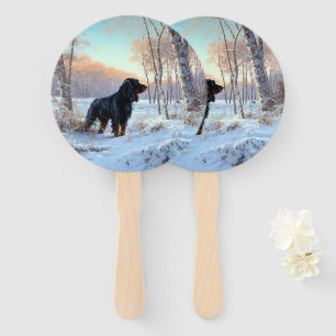 Gordon Setter Let It Snow Christmas Hand Fan