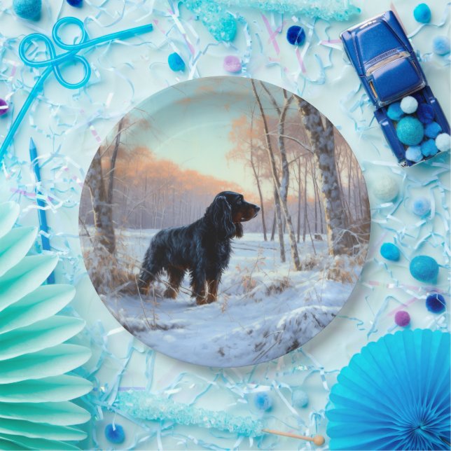 Gordon Setter Let It Snow Christmas Paper Plates (Party)