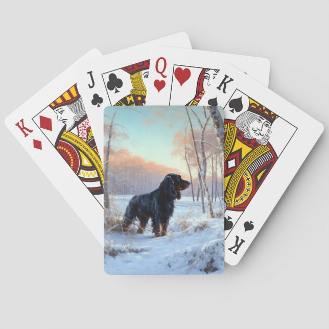 Gordon Setter Let It Snow Christmas Poker Cards (Back)
