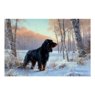 Gordon Setter Let It Snow Christmas Poster