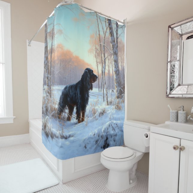 Gordon Setter Let It Snow Christmas Shower Curtain (In Situ)