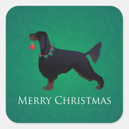 Gordon Setter Merry Christmas Design Square Sticker