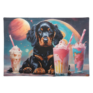 Gordon Setter N Lhasa Apso Puppies N Milkshakes Cloth Placemat