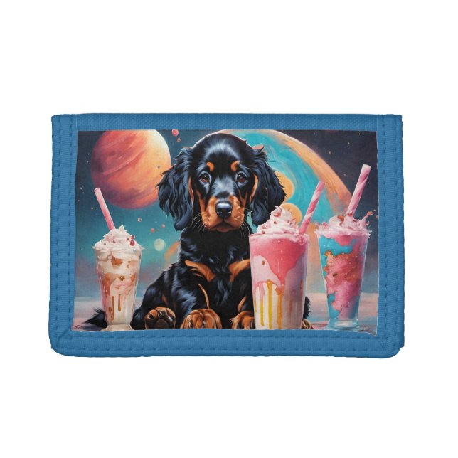 Gordon Setter N Lhasa Apso Puppies N Milkshakes Trifold Wallet (Front)