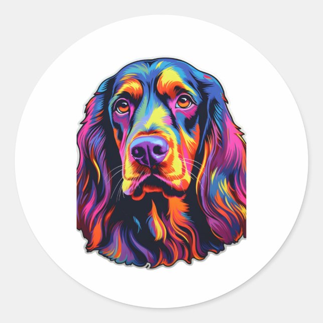 Gordon Setter Neon Design   Classic Round Sticker (Front)