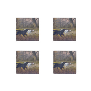 Gordon Setter on Point Marble Stone Coaster Set Magnet