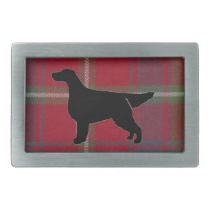 Gordon Setter on Roxburgh Red Tartan Belt Buckle