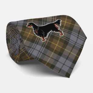 Gordon Setter over Gordon Weathered Tartan Neck Tie
