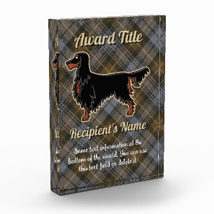 Gordon Setter over Weathered Gordon Tartan Acrylic Award