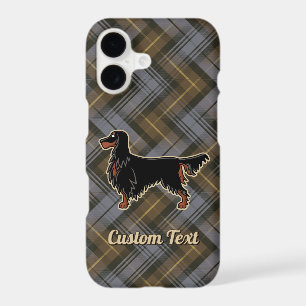 Gordon Setter over Weathered Gordon Tartan iPhone 17 Case