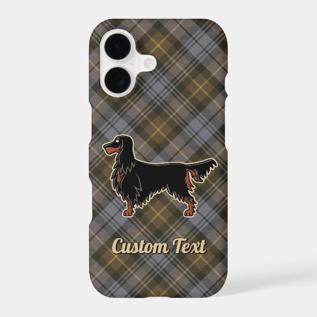 Gordon Setter over Weathered Gordon Tartan Case-Mate iPhone Case (Back)