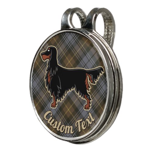 Gordon Setter over Weathered Gordon Tartan Golf Hat Clip