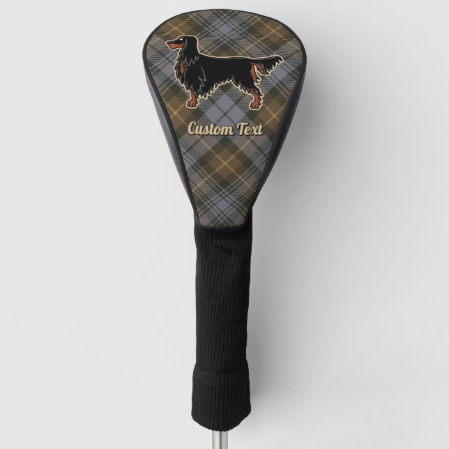 Gordon Setter over Weathered Gordon Tartan Golf Head Cover (Front)