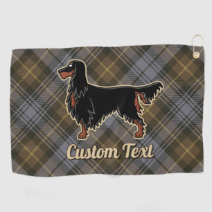 Gordon Setter over Weathered Gordon Tartan Golf Towel