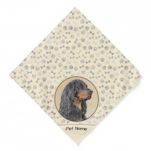 Gordon Setter Painting Black Cute Original Dog Art Bandana