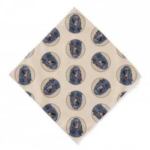 Gordon Setter Painting Black Cute Original Dog Art Bandana