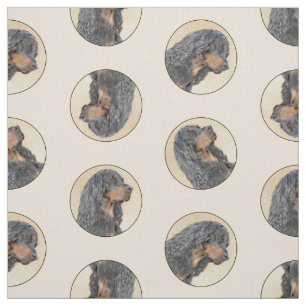 Gordon Setter Painting Black Cute Original Dog Art Fabric