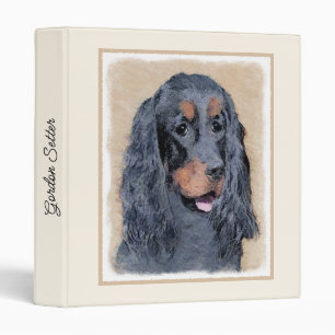 Gordon Setter Painting - Cute Original Dog Art 3 Ring Binder
