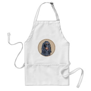 Gordon Setter Painting - Cute Original Dog Art Adult Apron