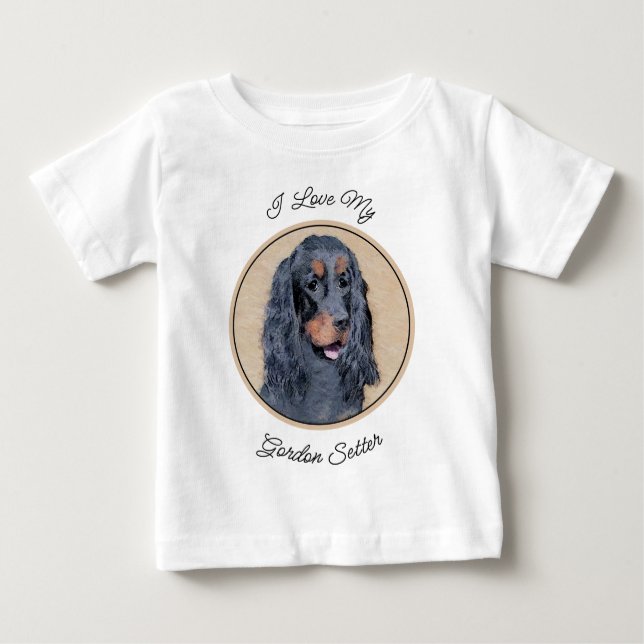 Gordon Setter Painting - Cute Original Dog Art Baby T-Shirt (Front)