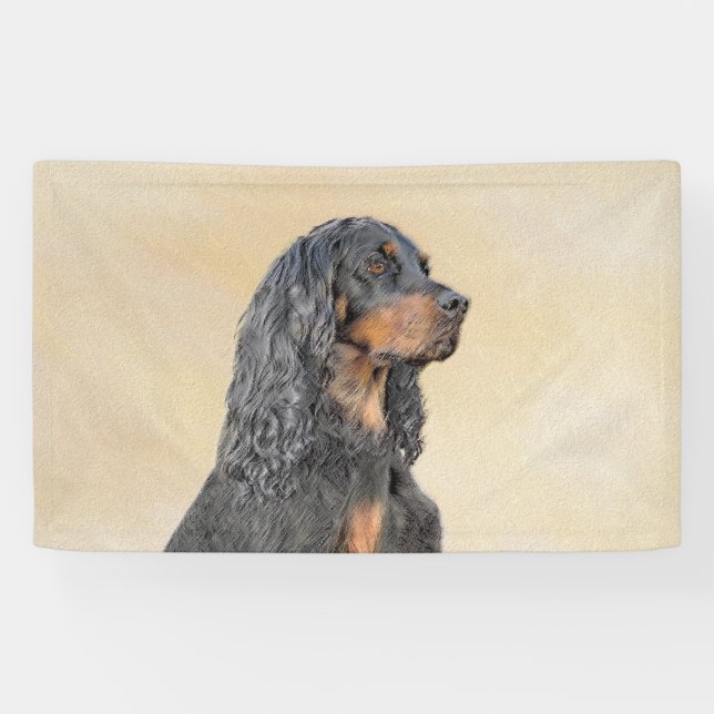 Gordon Setter Painting - Cute Original Dog Art Banner (Horizontal)