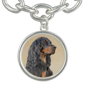 Gordon Setter Painting - Cute Original Dog Art Bracelet