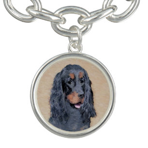 Gordon Setter Painting - Cute Original Dog Art Bracelet