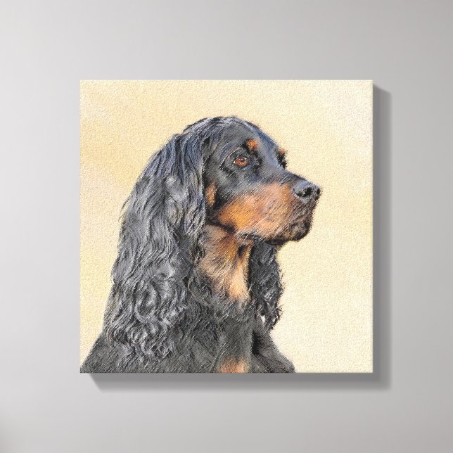 Gordon Setter Painting - Cute Original Dog Art Canvas Print (Front)