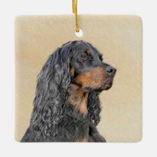 Gordon Setter Painting - Cute Original Dog Art Ceramic Ornament