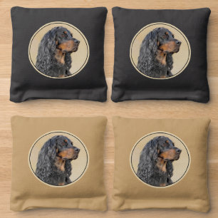 Gordon Setter Painting - Cute Original Dog Art Cornhole Bags
