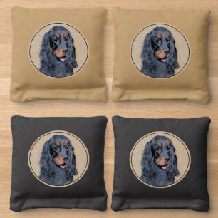 Gordon Setter Painting - Cute Original Dog Art Cornhole Bags