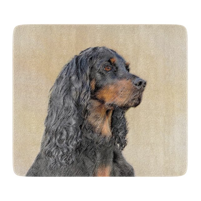 Gordon Setter Painting - Cute Original Dog Art Cutting Board (Front)