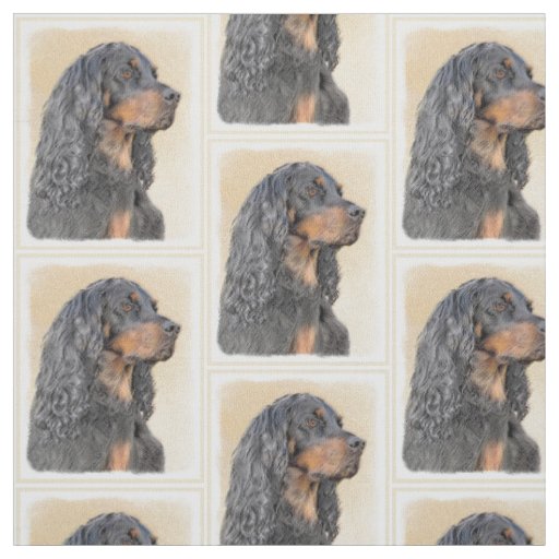 Gordon Setter Painting - Cute Original Dog Art Fabric