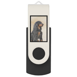 Gordon Setter Painting - Cute Original Dog Art Flash Drive