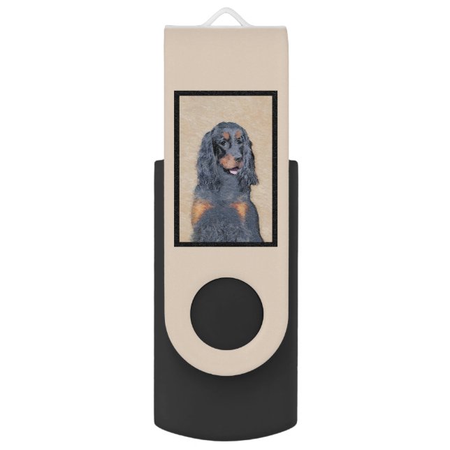 Gordon Setter Painting - Cute Original Dog Art Flash Drive (Back (Vertical))