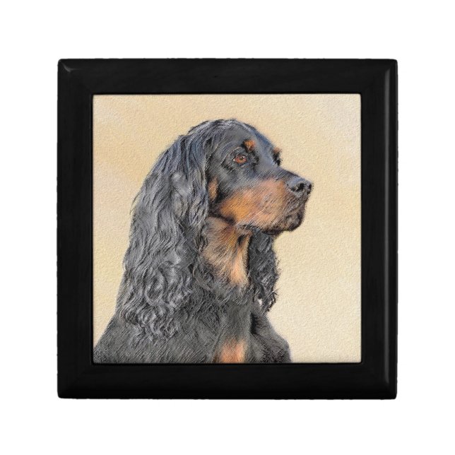 Gordon Setter Painting - Cute Original Dog Art Gift Box (Front)