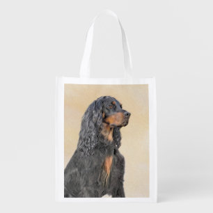 Gordon Setter Painting - Cute Original Dog Art Grocery Bag
