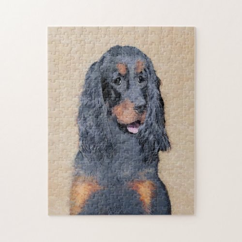 Gordon Setter Painting _ Cute Original Dog Art Jigsaw Puzzle