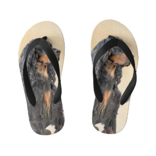 Gordon Setter Painting - Cute Original Dog Art Kid's Flip Flops