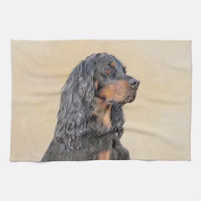 Gordon Setter Painting - Cute Original Dog Art Kitchen Towel (Horizontal)
