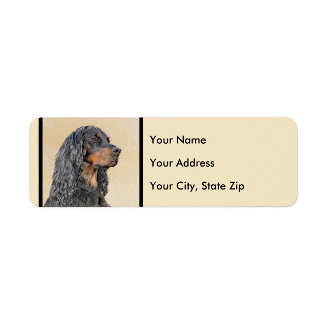 Gordon Setter Painting - Cute Original Dog Art Label (Front)