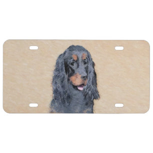 Gordon Setter Painting - Cute Original Dog Art License Plate