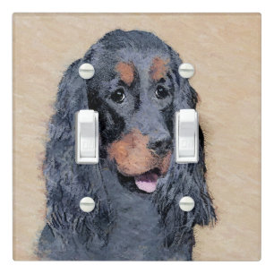 Gordon Setter Painting - Cute Original Dog Art Light Switch Cover