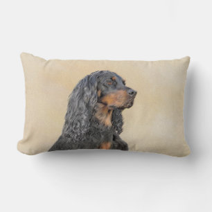 Gordon Setter Painting - Cute Original Dog Art Lumbar Pillow