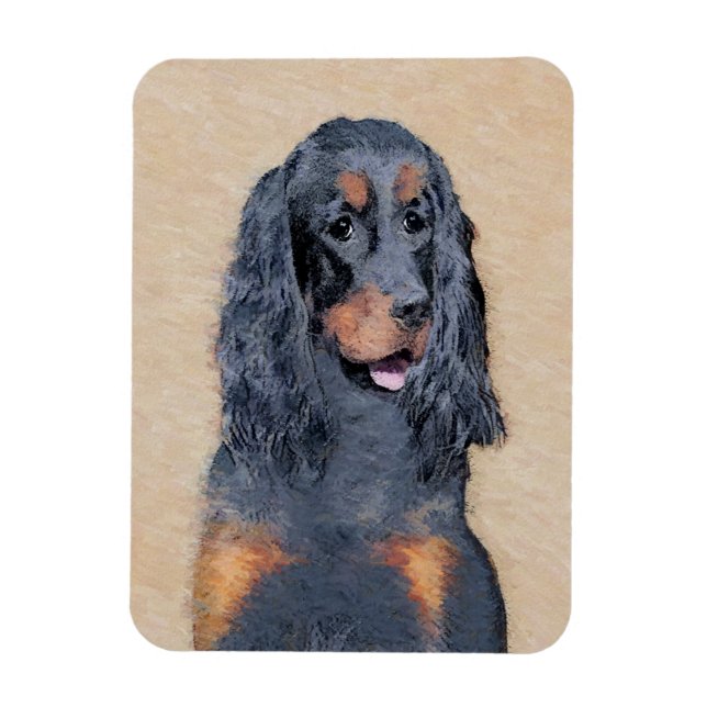 Gordon Setter Painting - Cute Original Dog Art Magnet (Vertical)